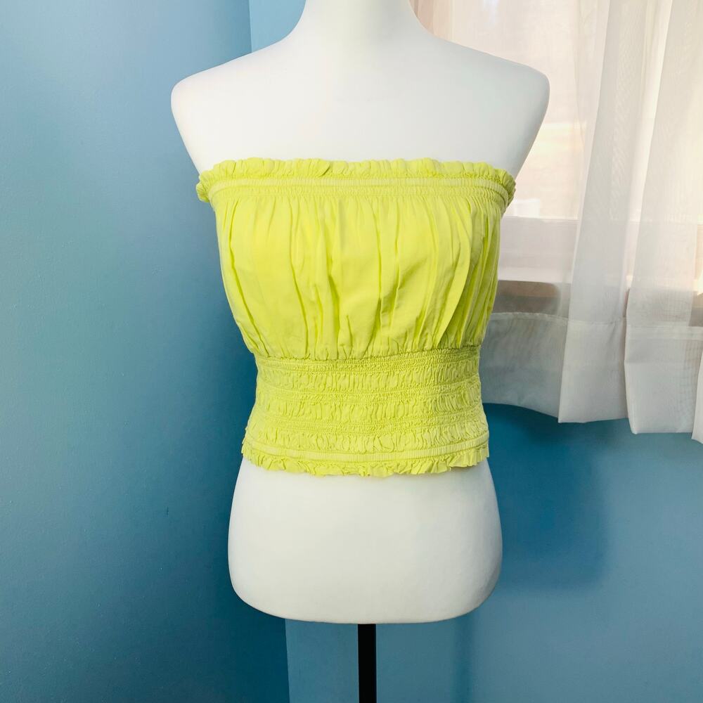 Anthropologie Pilcro Ruffled Smocked Tube Top Size Large - Picture 2 of 7